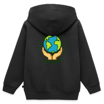 Save the world design Save the World design - Kids Premium Organic Zip-up Hoodie - black - Back - AI Model Kid Male (0cm)