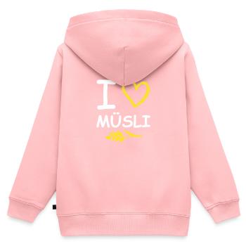 J'adore les céréales - Sweat Premium à capuche zippé enfant bio - rose - Dos - AI Model Kid Female (0cm)