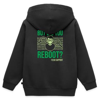 But Did You Reboot IT Support Informatiker Spruch - Kinder Premium Organic Zip Hoodie - Schwarz - Hinten - AI Model Kid Male (0cm)