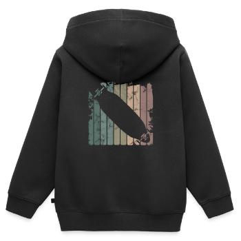 Cadeau de planche à roulettes rétro Longboarder Longboarding - Sweat Premium à capuche zippé enfant bio - noir - Dos - AI Model Kid Male (0cm)