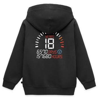 18 ans 18ème anniversaire de la majorité - Sweat Premium à capuche zippé enfant bio - noir - Dos - AI Model Kid Male (0cm)