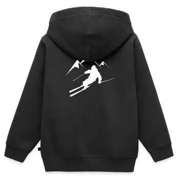 ski - Sweat Premium à capuche zippé enfant bio - noir - Dos - AI Model Kid Male (0cm)