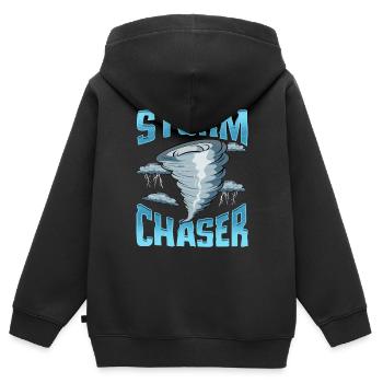 Niedlicher Sturm-Jäger-Unwetter-Tornado besessen gewesen - Kinder Premium Organic Zip Hoodie - Schwarz - Hinten - AI Model Kid Male (0cm)