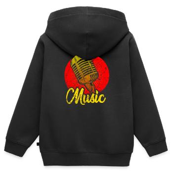 Microphone Chanteur Chanteur Chant musical - Sweat Premium à capuche zippé enfant bio - noir - Dos - AI Model Kid Male (0cm)