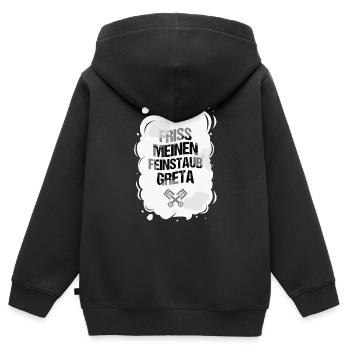 Anti Greta - Kinder Premium Organic Zip Hoodie - Schwarz - Hinten - AI Model Kid Male (0cm)