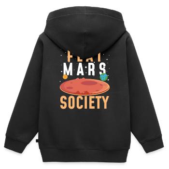 Société Mars plat - Sweat Premium à capuche zippé enfant bio - noir - Dos - AI Model Kid Male (0cm)