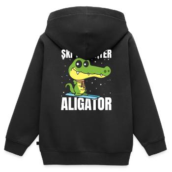 Ski Fahren Lustig - Kinder Premium Organic Zip Hoodie - Schwarz - Hinten - AI Model Kid Male (0cm)