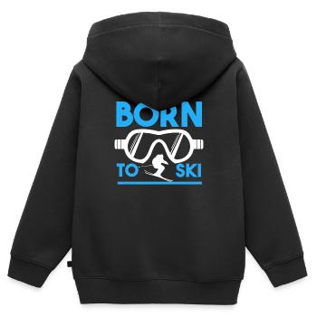 Born to Ski - Kinder Premium Organic Zip Hoodie - Schwarz - Hinten - AI Model Kid Male (0cm)