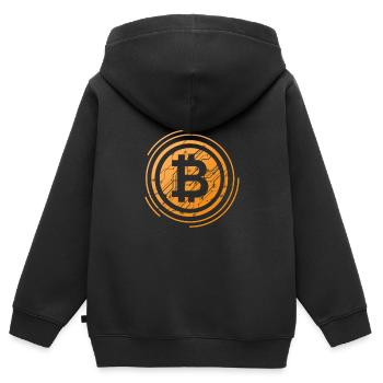 Bitcoin - Sweat Premium à capuche zippé enfant bio - noir - Dos - AI Model Kid Male (0cm)