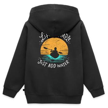 Kajakfahren - Kinder Premium Organic Zip Hoodie - Schwarz - Hinten - AI Model Kid Male (0cm)