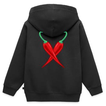 Chili Peperoni Scharf - Kinder Premium Organic Zip Hoodie - Schwarz - Hinten - AI Model Kid Male (0cm)