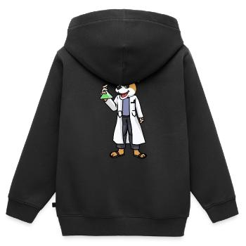 Chien chimiste éprouvette essai chimie travail - Sweat Premium à capuche zippé enfant bio - noir - Dos - AI Model Kid Male (0cm)