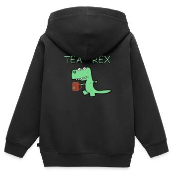 TEA REX - Sweat Premium à capuche zippé enfant bio - noir - Dos - AI Model Kid Male (0cm)