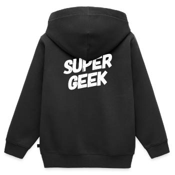 Geek - Kinder Premium Organic Zip Hoodie - Schwarz - Hinten - AI Model Kid Male (0cm)