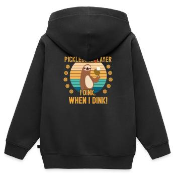 Pickleball sloth gift birthday funny - Kids Premium Organic Zip-up Hoodie - black - Back - AI Model Kid Male (0cm)