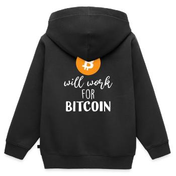Bitcoin - Sweat Premium à capuche zippé enfant bio - noir - Dos - AI Model Kid Male (0cm)