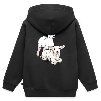 Mouton paques agneau ferme enfants laine - Sweat Premium à capuche zippé enfant bio - noir - Dos - AI Model Kid Male (0cm)