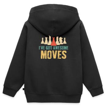 Pièces d’échecs Jeu d’échecs - Sweat Premium à capuche zippé enfant bio - noir - Dos - AI Model Kid Male (0cm)