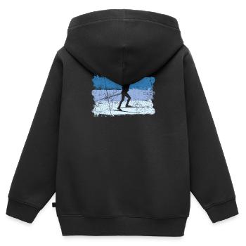 Ski ski de fond - Sweat Premium à capuche zippé enfant bio - noir - Dos - AI Model Kid Male (0cm)