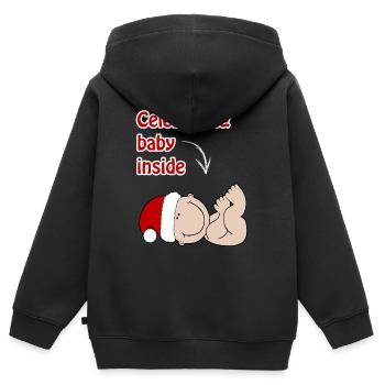 Schwangerschaft Weihnachten Baby T-Shirt Damen - Kinder Premium Organic Zip Hoodie - Schwarz - Hinten - AI Model Kid Male (0cm)