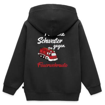 Échange de soeur contre un camion de pompiers - Sweat Premium à capuche zippé enfant bio - noir - Dos - AI Model Kid Male (0cm)