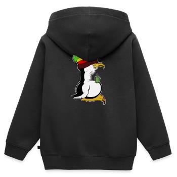 Tux Linux Pinguin Kaffeepause Computerfreak Rasta - Kinder Premium Organic Zip Hoodie - Schwarz - Hinten - AI Model Kid Male (0cm)
