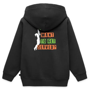 Comment se faire served ? - Sweat Premium à capuche zippé enfant bio - noir - Dos - AI Model Kid Male (0cm)