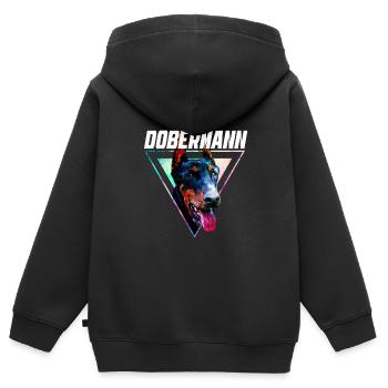 Doberman - Sweat Premium à capuche zippé enfant bio - noir - Dos - AI Model Kid Male (0cm)