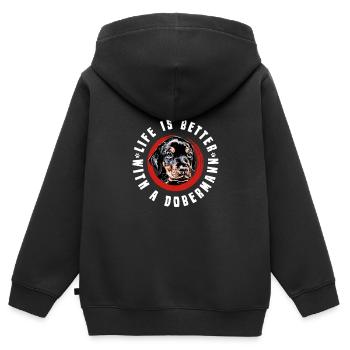 Dobermann Welpe - Kinder Premium Organic Zip Hoodie - Schwarz - Hinten - AI Model Kid Male (0cm)