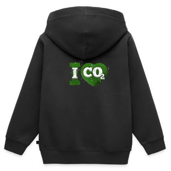 J'aime les négationnistes du changement climatique co2 - Sweat Premium à capuche zippé enfant bio - noir - Dos - AI Model Kid Male (0cm)