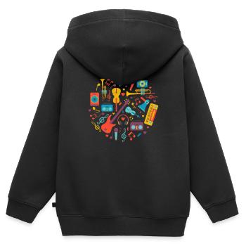 Diverse Instrumente Musikschule Musiker Instrument - Kinder Premium Organic Zip Hoodie - Schwarz - Hinten - AI Model Kid Male (0cm)