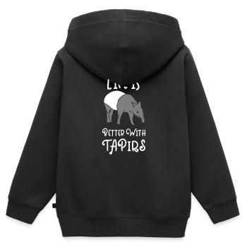 La vie est meilleure avec tapir tapir - Sweat Premium à capuche zippé enfant bio - noir - Dos - AI Model Kid Male (0cm)