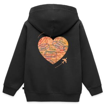 Reisender - Kinder Premium Organic Zip Hoodie - Schwarz - Hinten - AI Model Kid Male (0cm)
