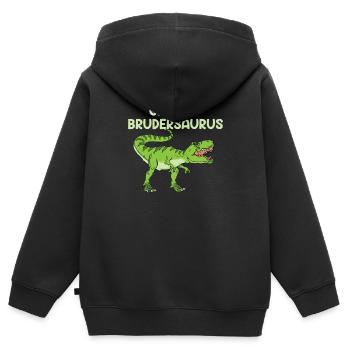 Großer Brudersaurus - Kinder Premium Organic Zip Hoodie - Schwarz - Hinten - AI Model Kid Male (0cm)