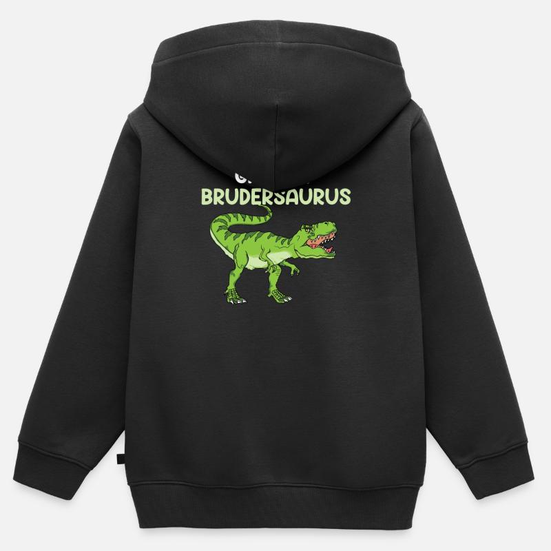 Großer Brudersaurus - Kinder Premium Organic Zip Hoodie - Schwarz