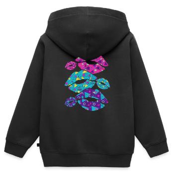 80er Jahre - Kinder Premium Organic Zip Hoodie - Schwarz - Hinten - AI Model Kid Male (0cm)