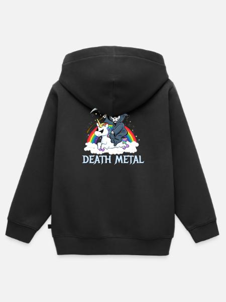 Death Metal Einhorn - Kinder Premium Organic Zip Hoodie - Schwarz