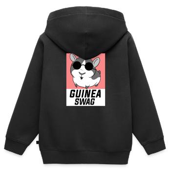 Cochon d'Inde - Sweat Premium à capuche zippé enfant bio - noir - Dos - AI Model Kid Male (0cm)