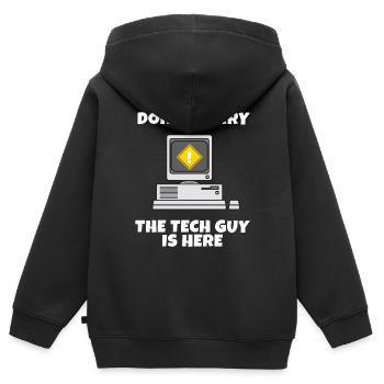 Run cmd | Computer Nerd | Web Designer | CSS | exe - Kids Premium Organic Zip-up Hoodie - black - Back - AI Model Kid Male (0cm)