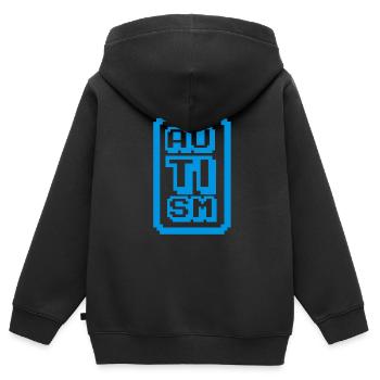 Autisme - Sweat Premium à capuche zippé enfant bio - noir - Dos - AI Model Kid Male (0cm)