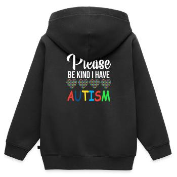 S'il vous plaît soyez gentil j'ai l'autisme - Sweat Premium à capuche zippé enfant bio - noir - Dos - AI Model Kid Male (0cm)