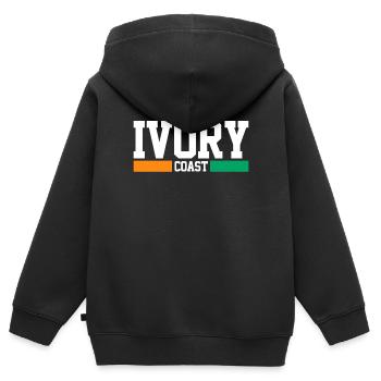 côte-d'Ivoire - Sweat Premium à capuche zippé enfant bio - noir - Dos - AI Model Kid Male (0cm)