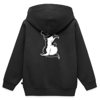 Tux Linux Pinguin Kaffee Pause Computer Freak Nerd - Kinder Premium Organic Zip Hoodie - Schwarz - Hinten - AI Model Kid Male (0cm)