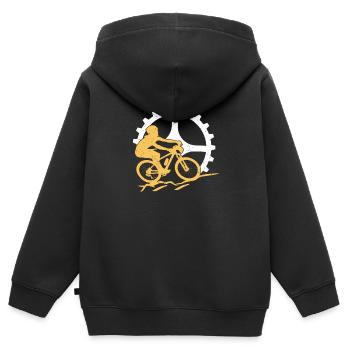 cycling - Kids Premium Organic Zip-up Hoodie - black - Back - AI Model Kid Male (0cm)