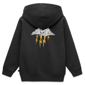 Nuage en colère causant la foudre Orage météo - Sweat Premium à capuche zippé enfant bio - noir - Dos - AI Model Kid Male (0cm)