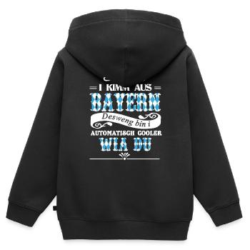 Je Kimm de Bavière - Sweat Premium à capuche zippé enfant bio - noir - Dos - AI Model Kid Male (0cm)