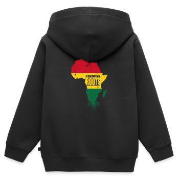 Afrique - Sweat Premium à capuche zippé enfant bio - noir - Dos - AI Model Kid Male (0cm)
