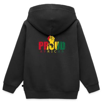 Fierté Afrique - Sweat Premium à capuche zippé enfant bio - noir - Dos - AI Model Kid Male (0cm)