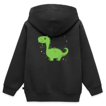 Kleiner Dino - Kinder Premium Organic Zip Hoodie - Schwarz - Hinten - AI Model Kid Male (0cm)
