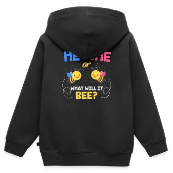 Il ou elle grossesse - Sweat Premium à capuche zippé enfant bio - noir - Dos - AI Model Kid Male (0cm)